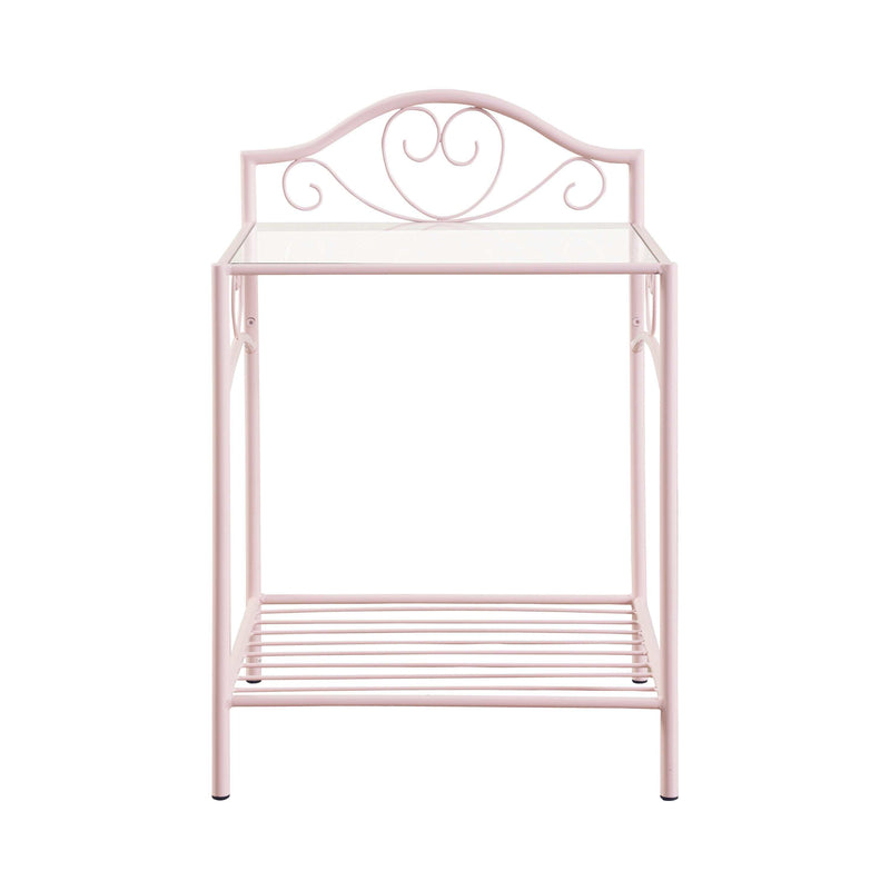 Massi - Powder Pink - Nightstand w/ Glass Top - Ornate Home