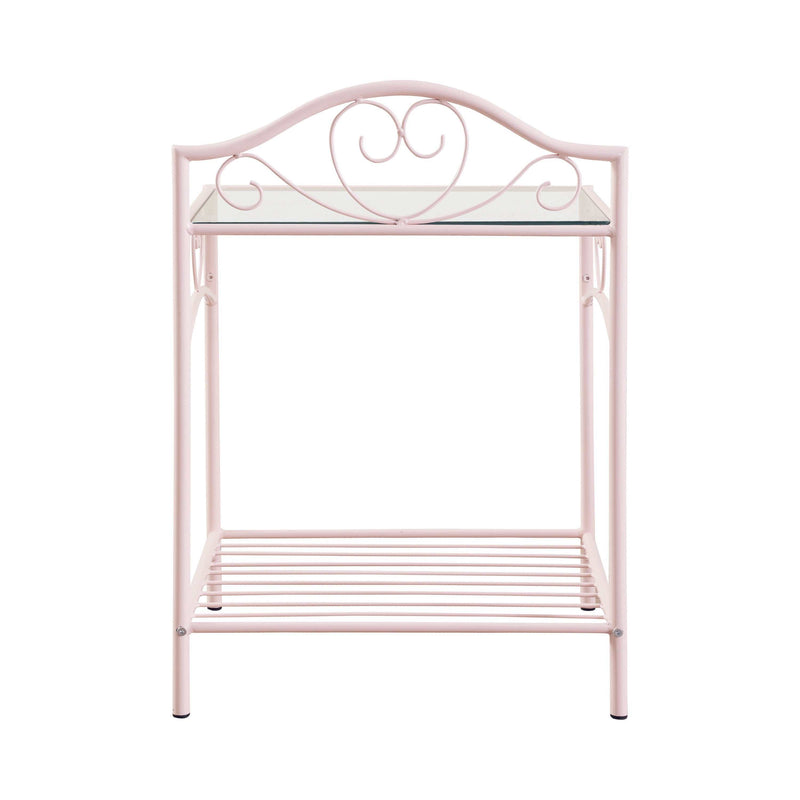 Massi - Powder Pink - Nightstand w/ Glass Top - Ornate Home