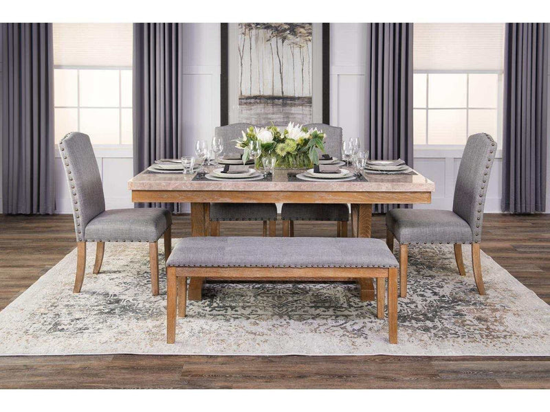 Vesper Brown & Gray Marble Top Rectangular Dining Set - Ornate Home