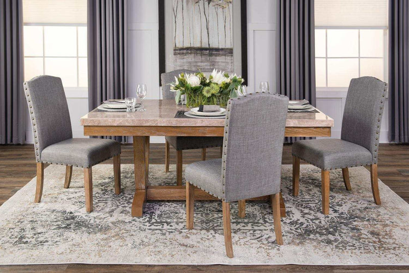Vesper Brown & Gray Marble Top Rectangular Dining Set - Ornate Home