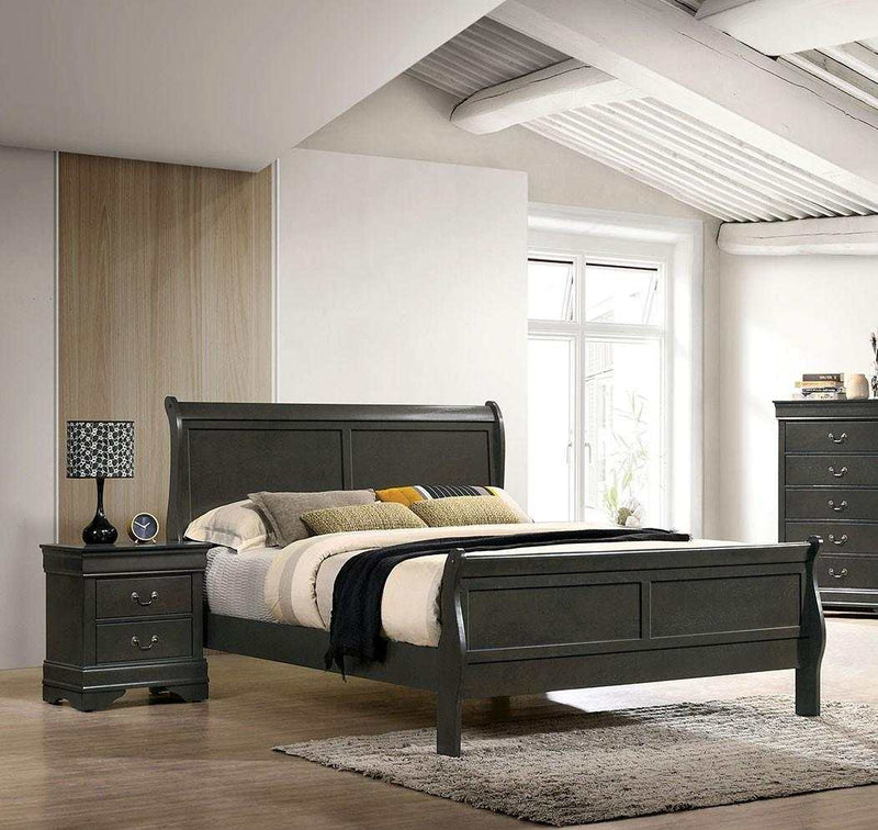 Louis Philippe Gray 5pc Queen Bedroom Set w/ 2 Nightstands - Ornate Home