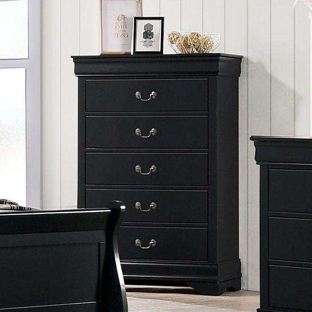 Louis Philippe Black 5pc Queen Bedroom Set - Ornate Home