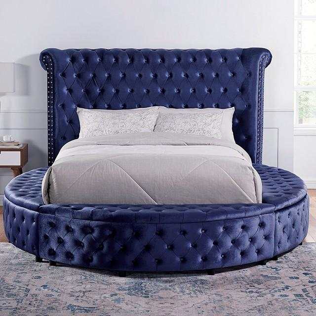 Sansom Blue Eastern King Storage Bed - Ornate Home