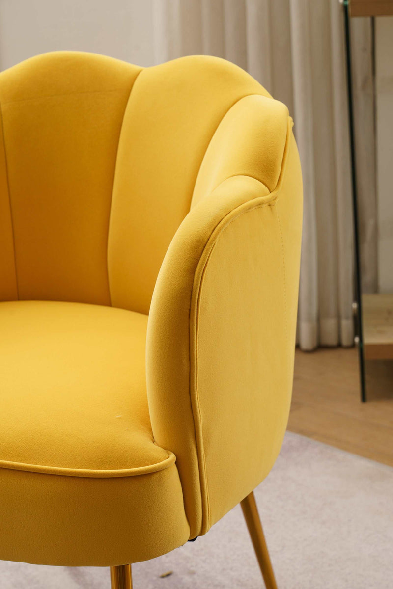 Annadel Teddy Velvet Yellow Accent Chair w/ Gold Legs