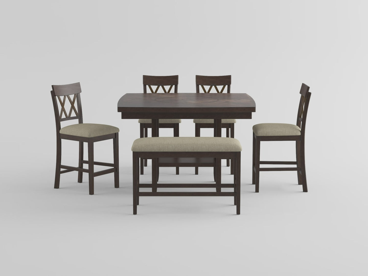 Balin Dark Brown Counter Height Dining Room Set / 6pc