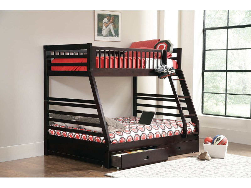 Ashton - Cappuccino - Twin Over Full 2-Drawer Bunk Bed - Ornate Home