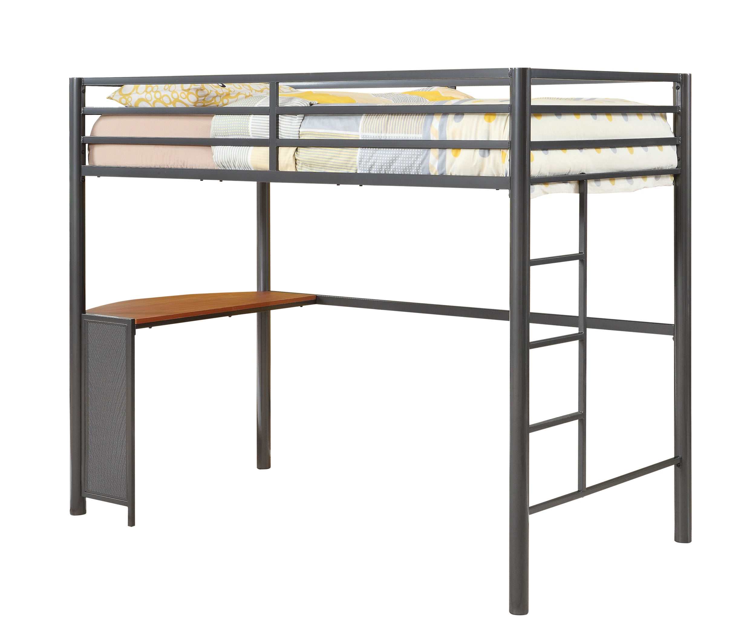 Fisher Gunmetal 2pc Metal Workstation Loft Bed Set - Ornate Home