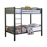 Meyers Black & Gunmetal Twin Over Twin Metal Bunk Bed - Ornate Home