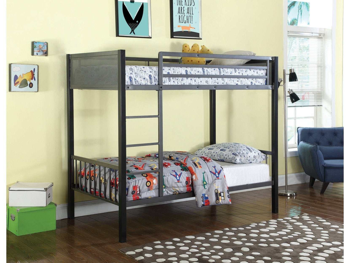 Meyers Black & Gunmetal Twin Over Twin Metal Bunk Bed - Ornate Home