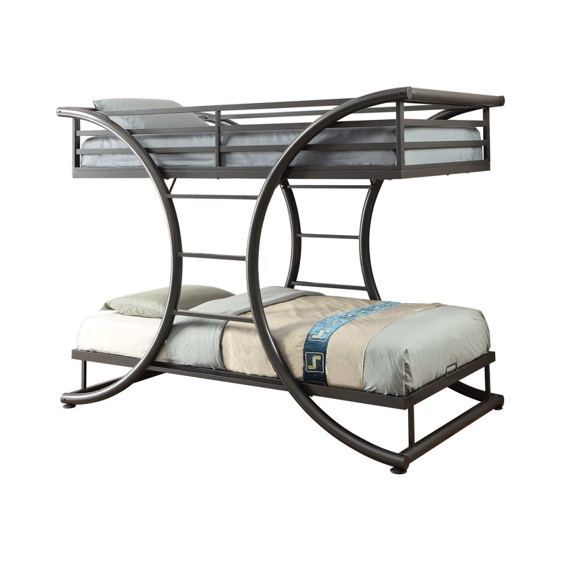 Stephan Gunmetal Twin Over Twin Bunk Bed - Ornate Home