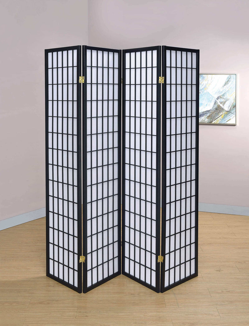 Roberto Black & White 4 Panel Folding Screen