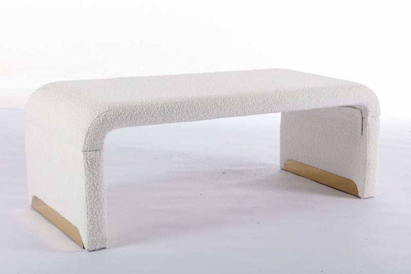 Angel Multi-Functional Ivory White Bench With Gold Metal Legs - Ornate Home
