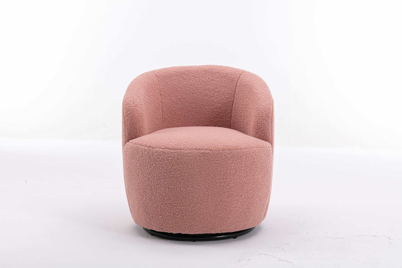Tule Boucle Swivel Accent Armchair with Metal Ring Detail Light Pink