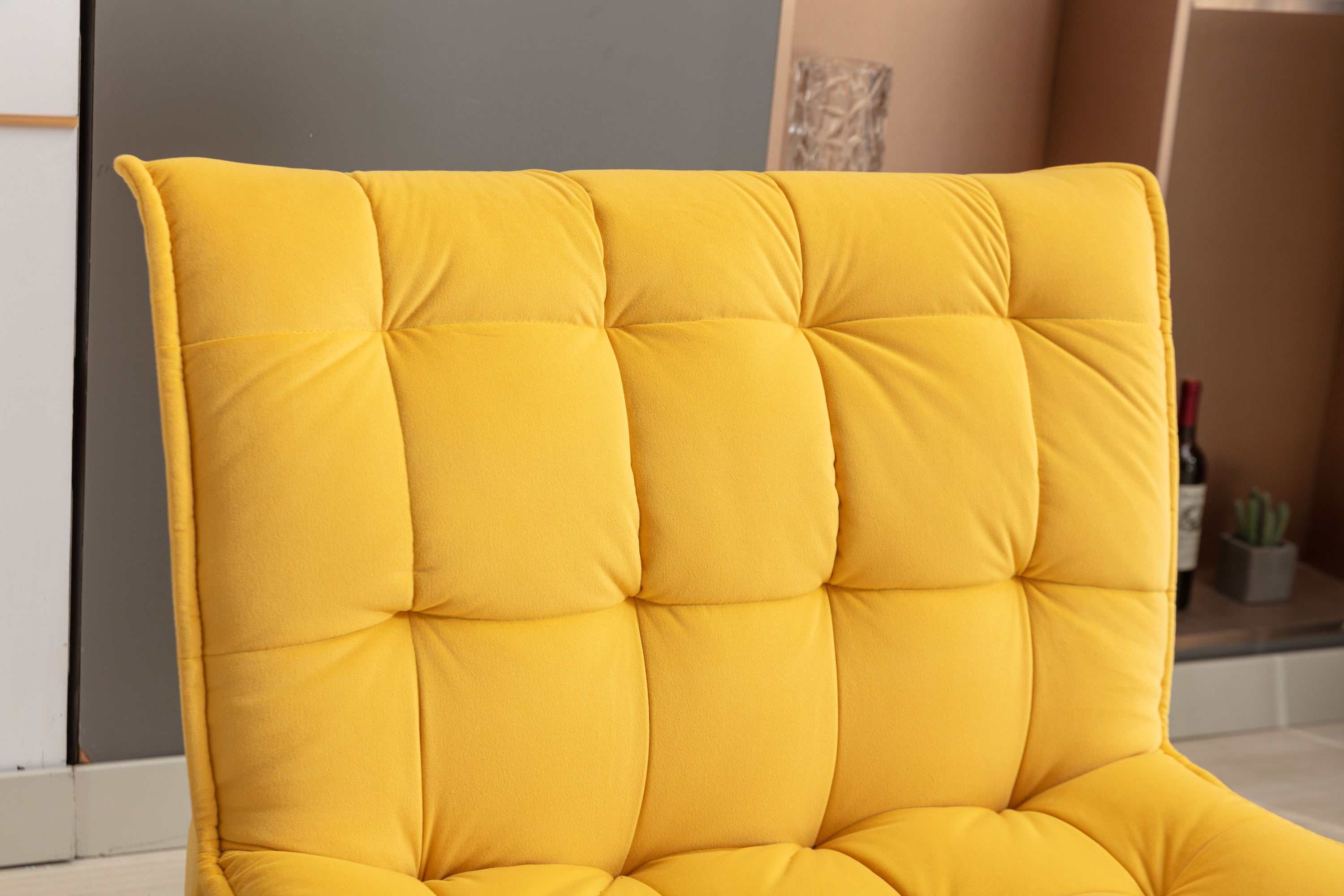 Cinder Velvet Accent Chair with Ottoman Yellow - Ornate Home