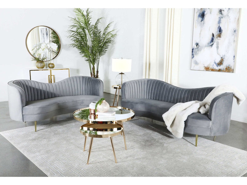 Sophia Grey & Gold 2pc Living Room Set - Ornate Home