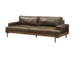 Silchester Distress Chocolate Top Grain Leather & Oak Finish Sofa - Ornate Home