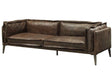 Porchester Distress Chocolate Top Grain Genuine Leather Sofa - Ornate Home