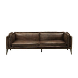 Porchester Distress Chocolate Top Grain Genuine Leather Sofa - Ornate Home