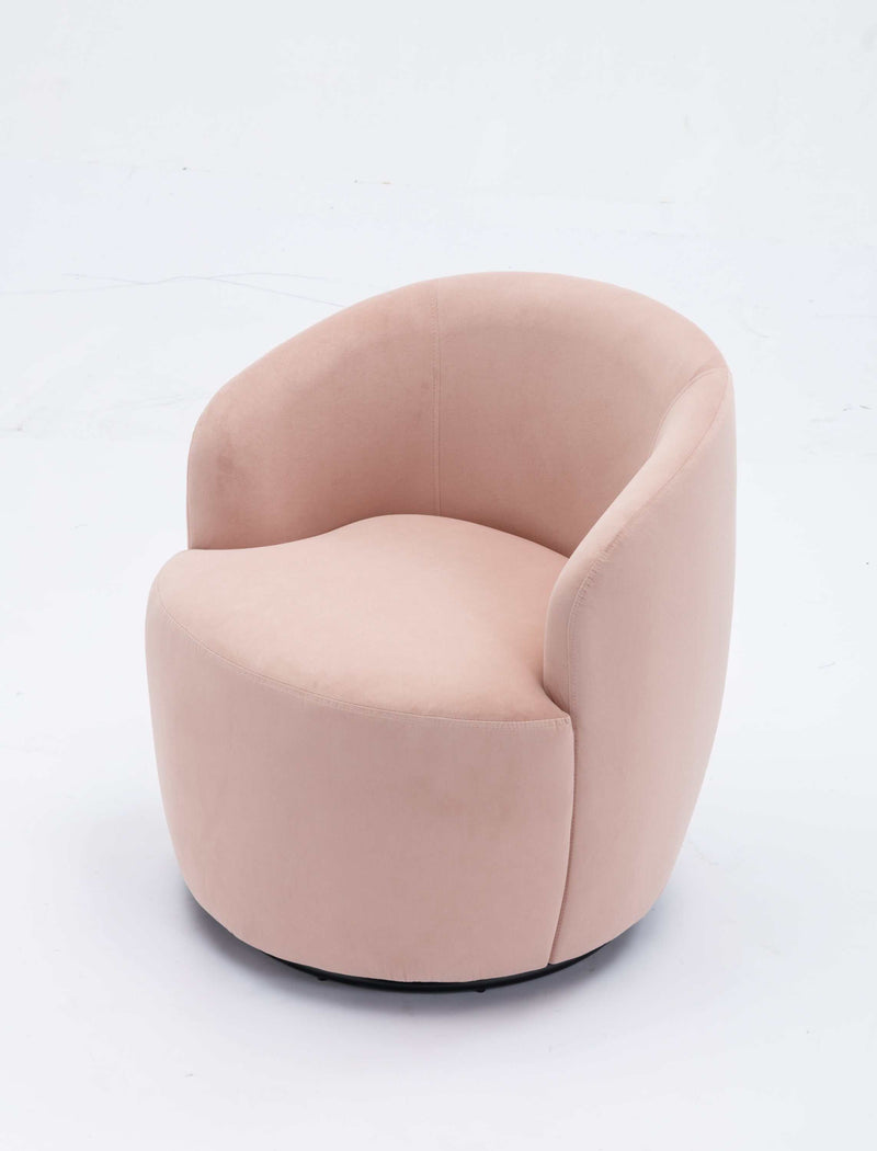 Tule Velvet Swivel Accent Armchair with Metal Ring Detail Pink - Ornate Home