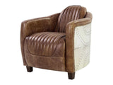 Brancaster Retro Brown Top Grain Genuine Leather & Aluminum Chair - Ornate Home