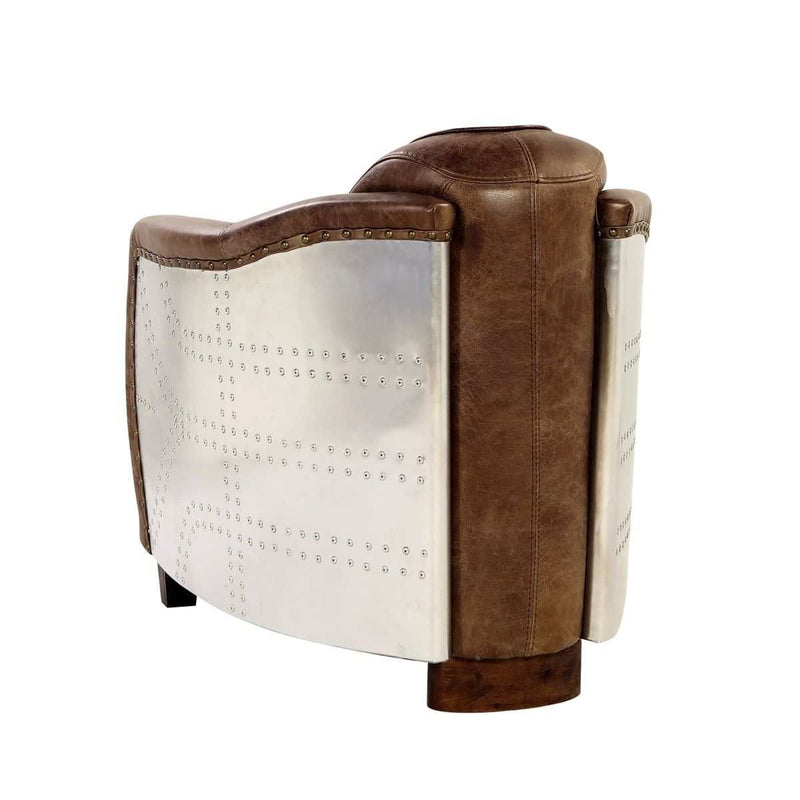 Brancaster Retro Brown Top Grain Genuine Leather & Aluminum Chair