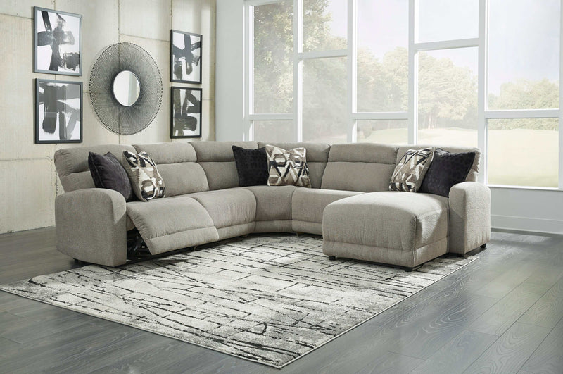 Colleyville Stone 5pc Power Reclining Sectional w/ RAF Chaise - Ornate Home