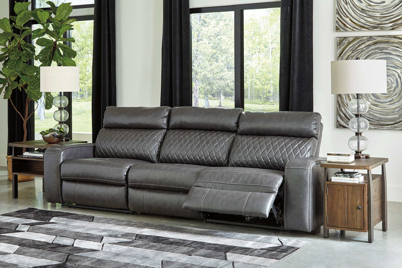 Samperstone Gray 3pc Power Reclining Sectional - Ornate Home