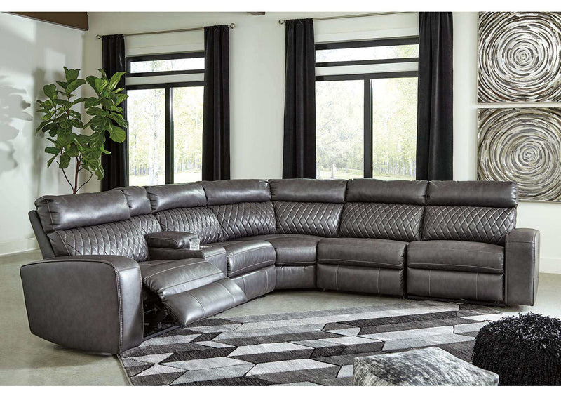 [CYBER WEEK] Samperstone - Gray - 6pc Power Reclining Sectional - Ornate Home