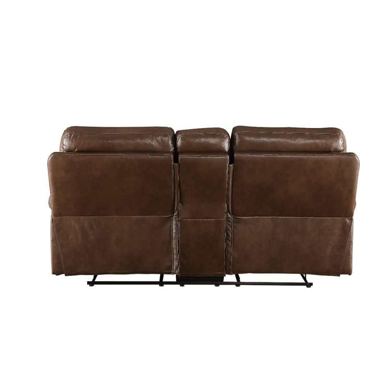 Aashi Brown Loveseat w/Console (Motion) - Ornate Home