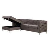 Sullivan Gray Velvet Sectional Sofa w/ Storage Chaise - Ornate Home