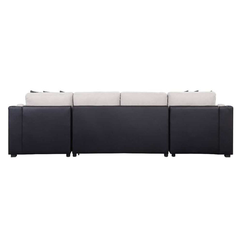 Merill - Beige & Black - Sectional Sleeper Sofa w/ Storage Chaise - Ornate Home