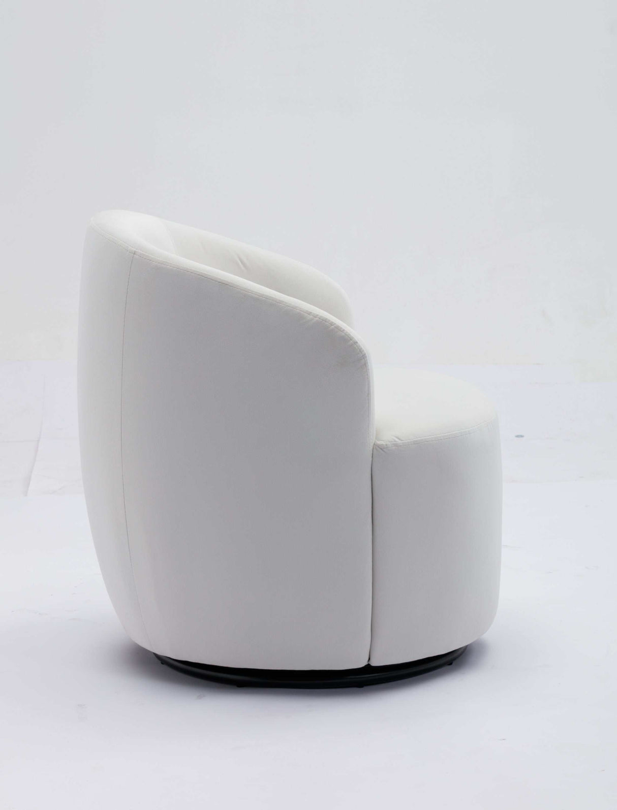 Tule Velvet Swivel Accent Armchair with Metal Ring Detail White - Ornate Home