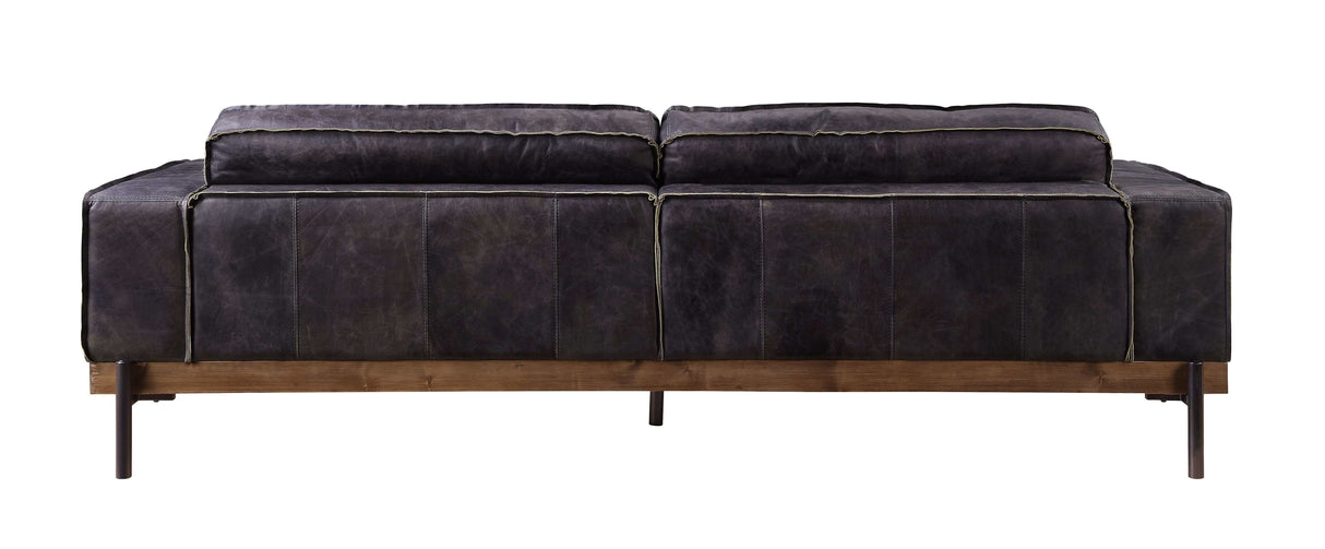 Silchester Antique Ebony Top Grain Leather Sofa - Ornate Home