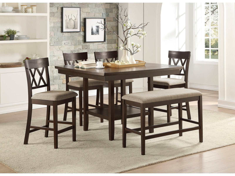 Balin Dark Brown Counter Height Dining Room Set / 6pc - Ornate Home