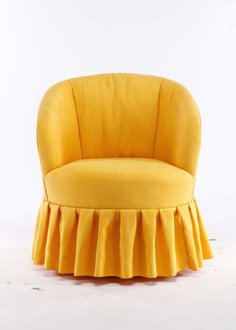 Honey Linen Swivel Auditorium Chair With Pleated Skirt Yellow