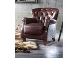 Brancaster Vintage Brown Genuine Leather & Aluminum Accent Chair - Ornate Home