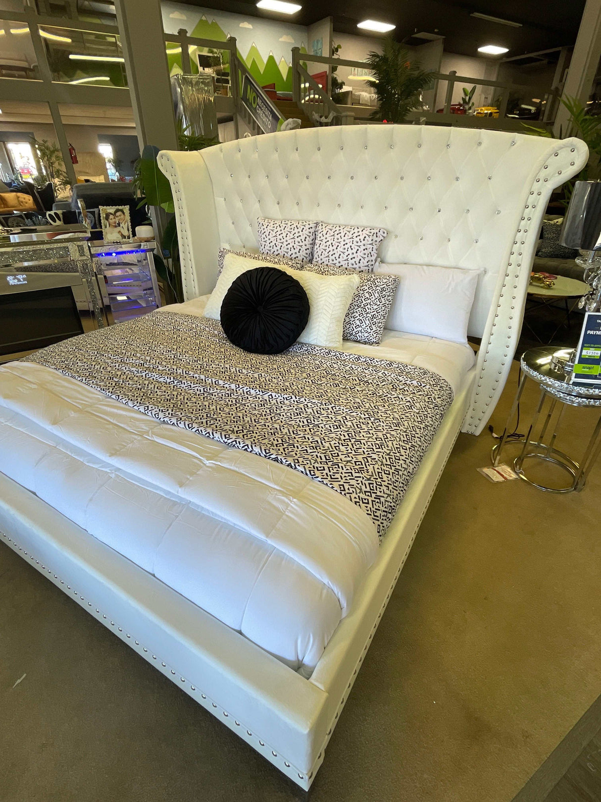 Barzini White California King Bed - Ornate Home