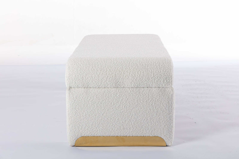 Angel Multi-Functional Ivory White Bench With Gold Metal Legs
