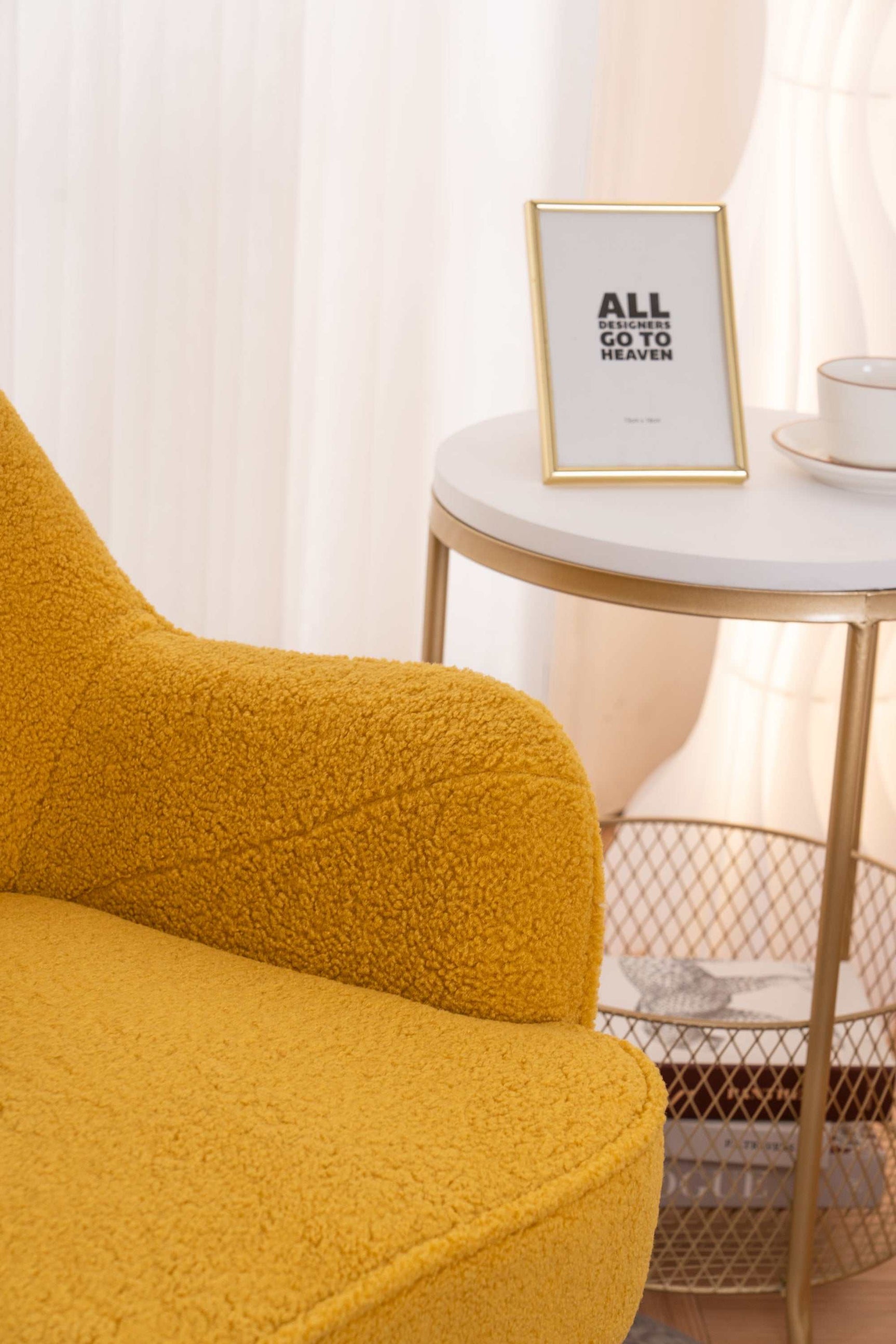 Volta Soft Yellow Teddy Accent Chair - Ornate Home