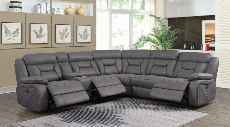 Higgins Grey 4pc Power Sectional - Ornate Home