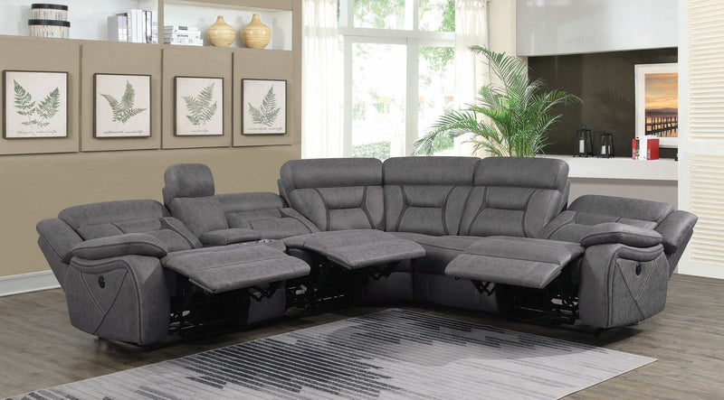 Higgins Grey 4pc Power Sectional - Ornate Home