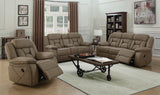 Higgins Tan Motion Loveseat w/ Console - Ornate Home