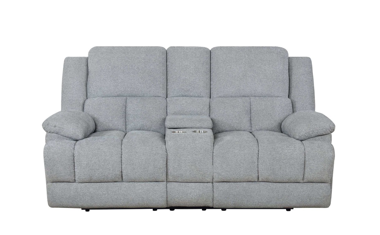 Waterbury Grey Motion Loveseat w/ Console - Ornate Home