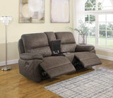 Variel Taupe 3pc Manual Reclining Loveseat w/ Storage Console - Ornate Home