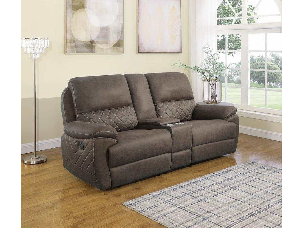 Variel Taupe 3pc Manual Reclining Loveseat w/ Storage Console - Ornate Home