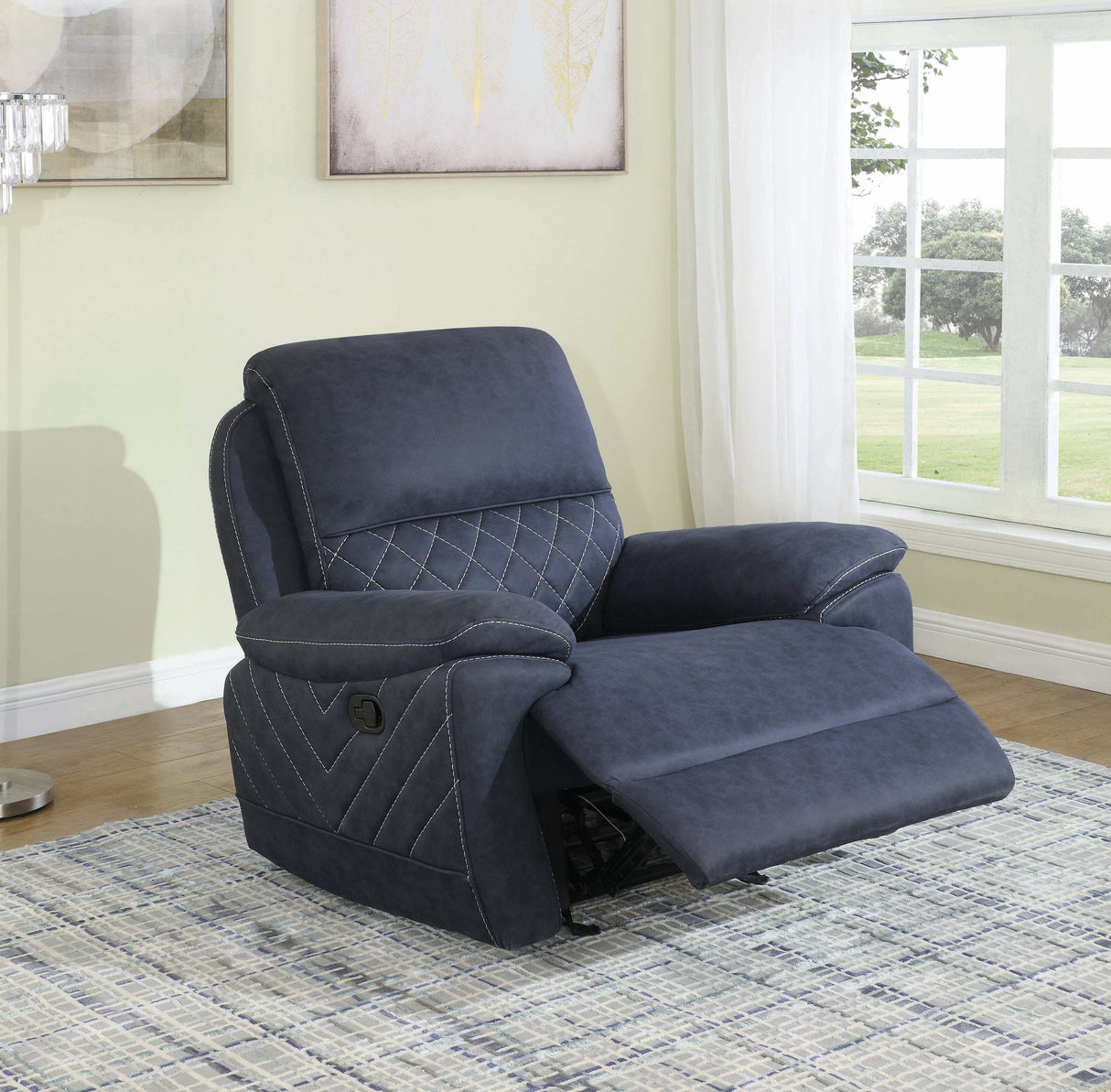 Variel Blue Glider Recliner - Ornate Home