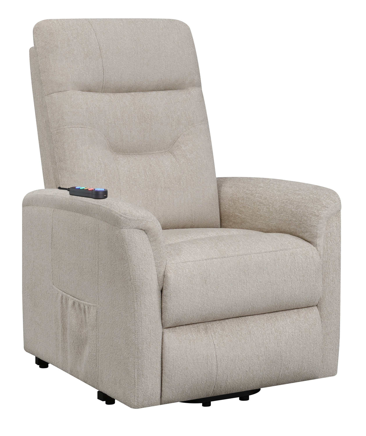 Chace Beige Power Lift Recliner w/ Storage Pocket - Ornate Home