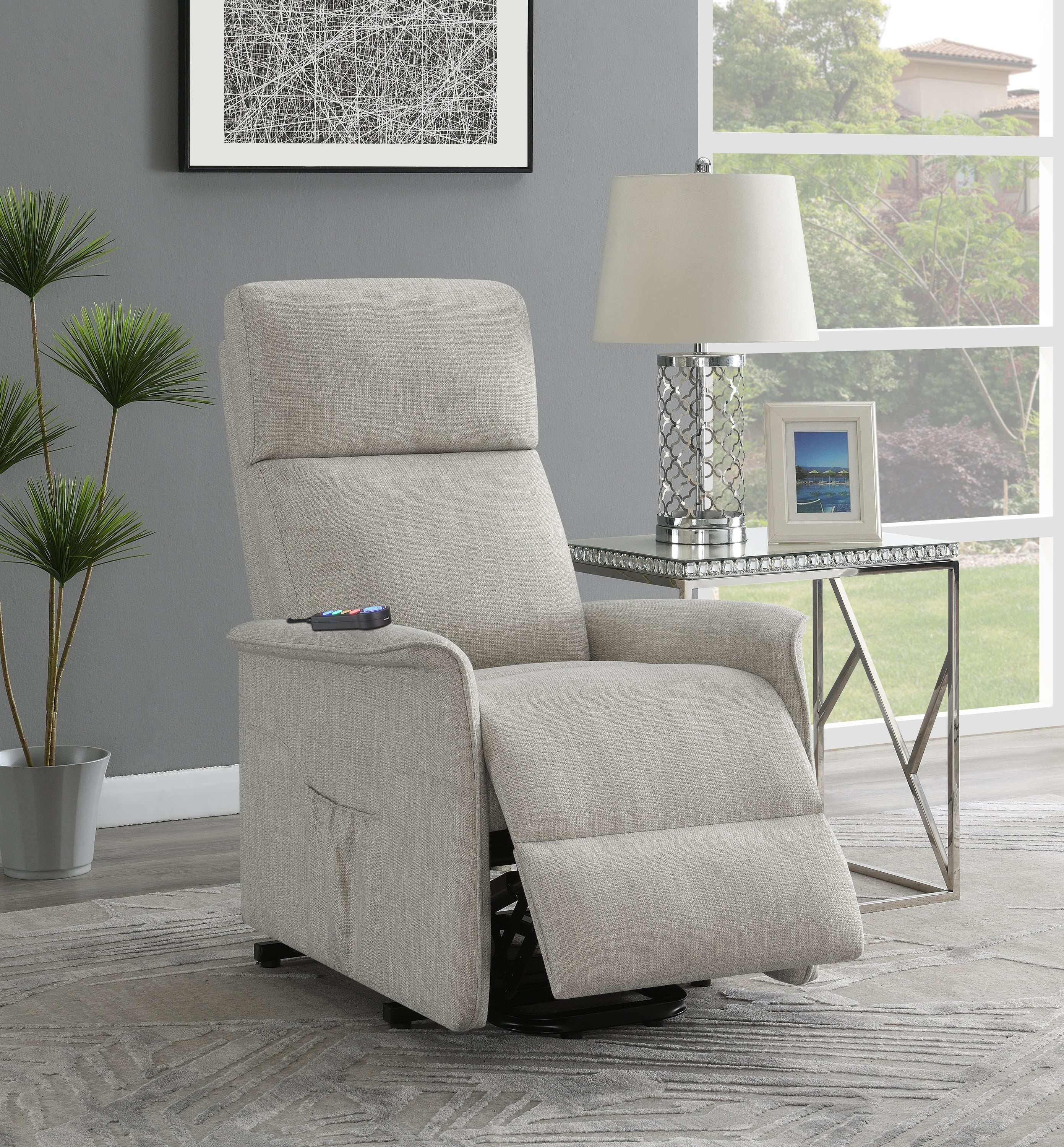 Pearce Beige Power Lift Recliner - Ornate Home