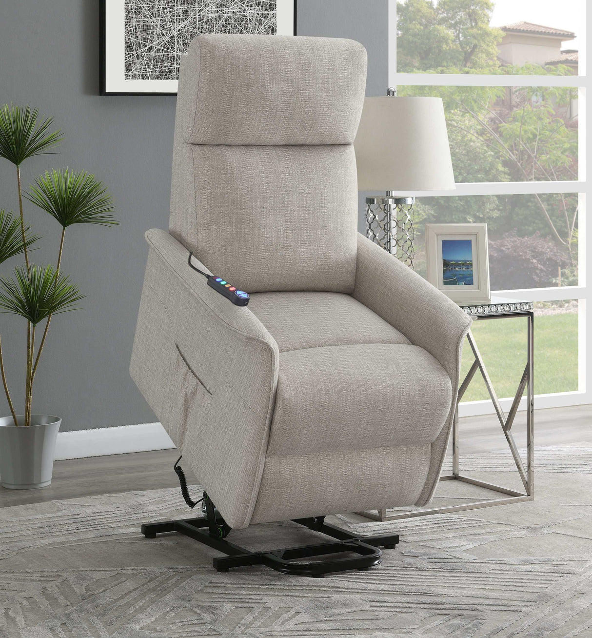 Pearce Beige Power Lift Recliner - Ornate Home