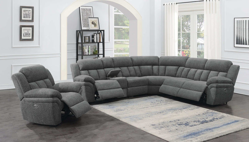 Bahrain Charcoal 6pc Power Sectional - Ornate Home